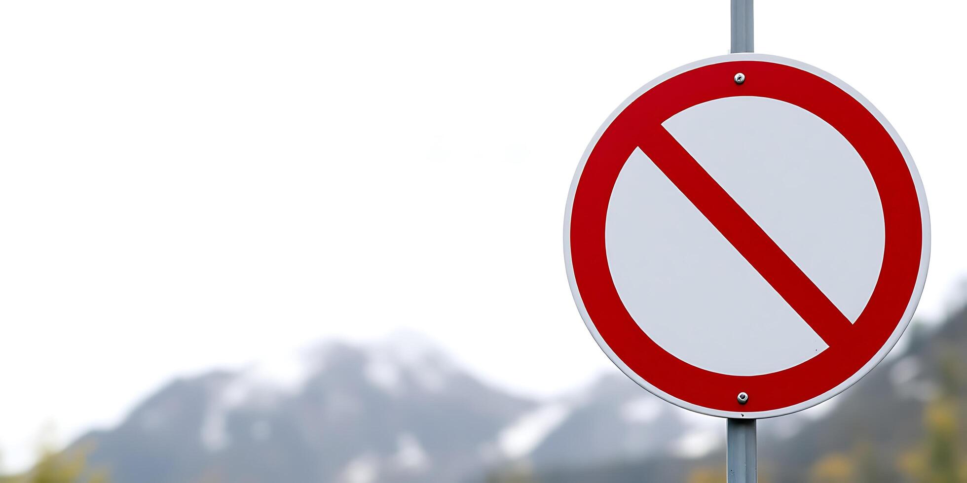 Red Circle No Entry Sign Against Mountain Background photo