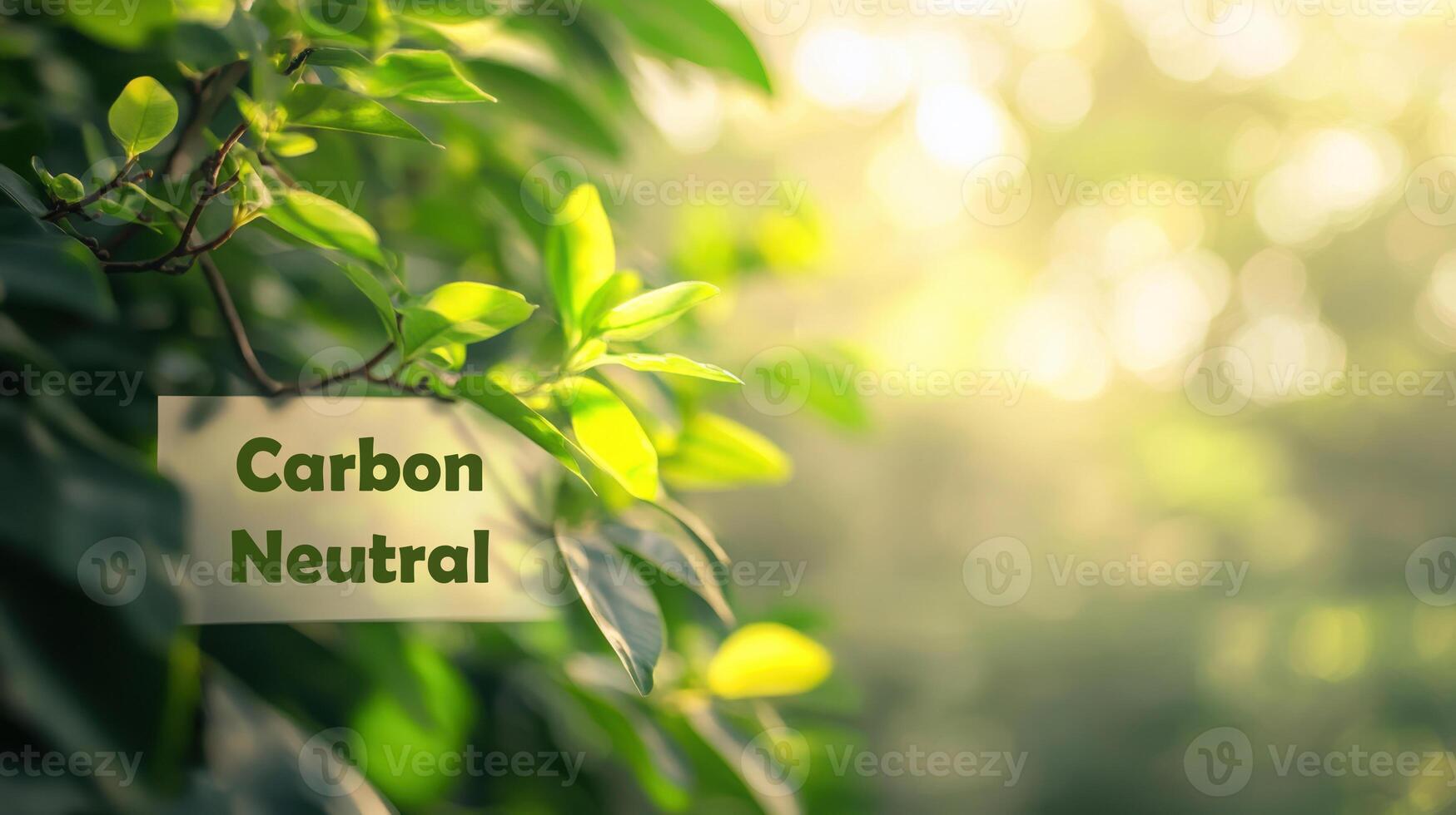 Tranquil greenery and sunlight with text space for nature design. Carbon Neutral. Net zero and carbon neutral concept photo