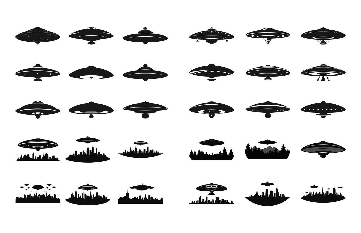 UFO Silhouette Clipart Bundle vector