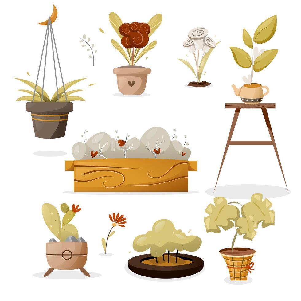 Set of green house with white background vector