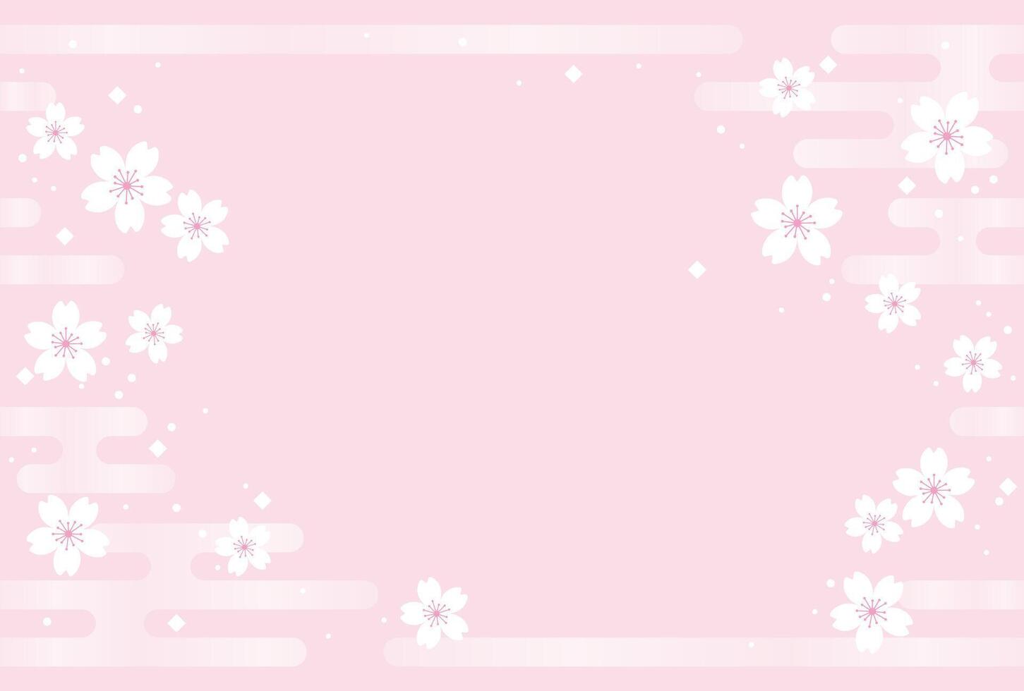 Seamless Floral Background Illustration With Cherry Blossoms In Japanese Vintage Style With Text Space. Horizontally Repeatable. vector