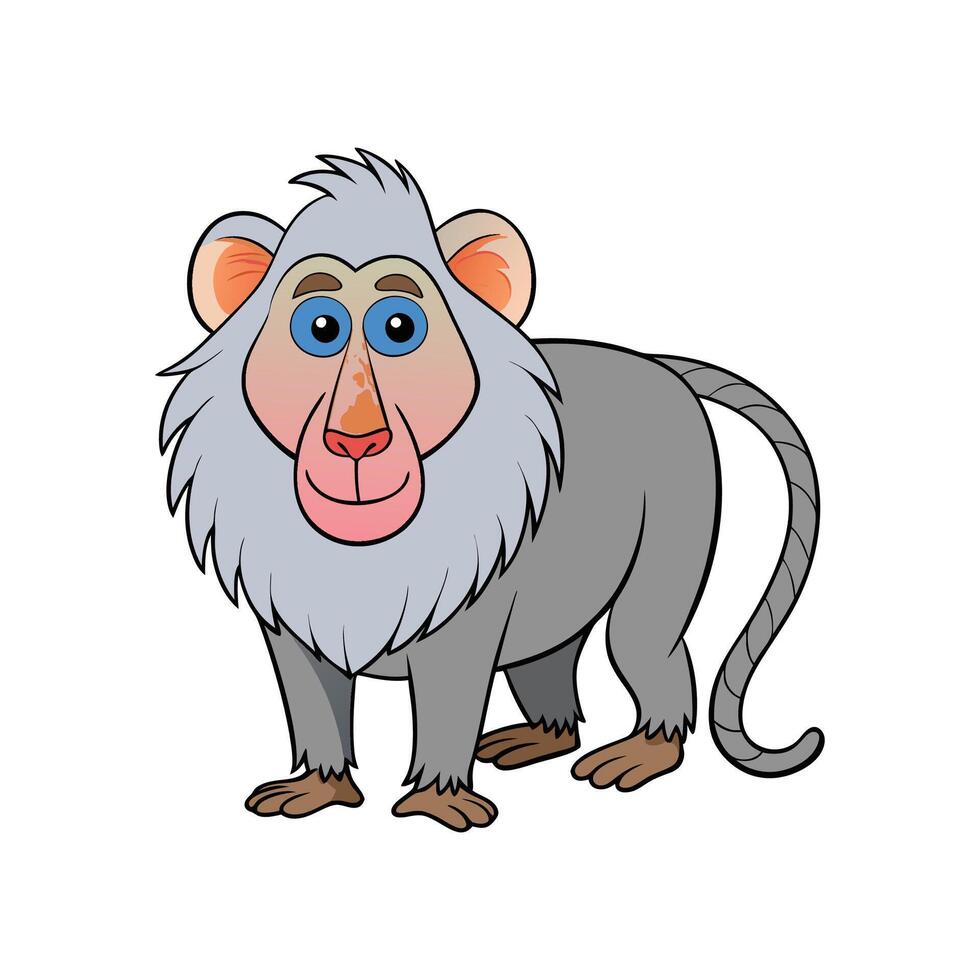 Interactive Hamadryas Baboon Cartoon Art Illustration. vector