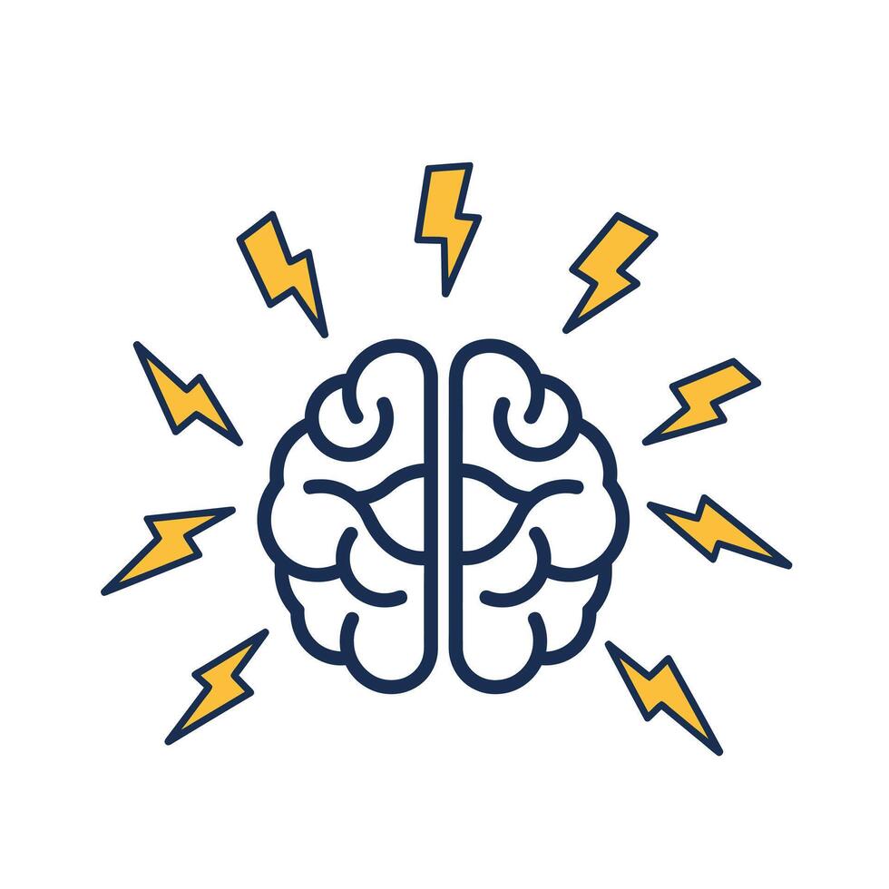 Brain With Lightning Bolts for Bipolar Disorder vector