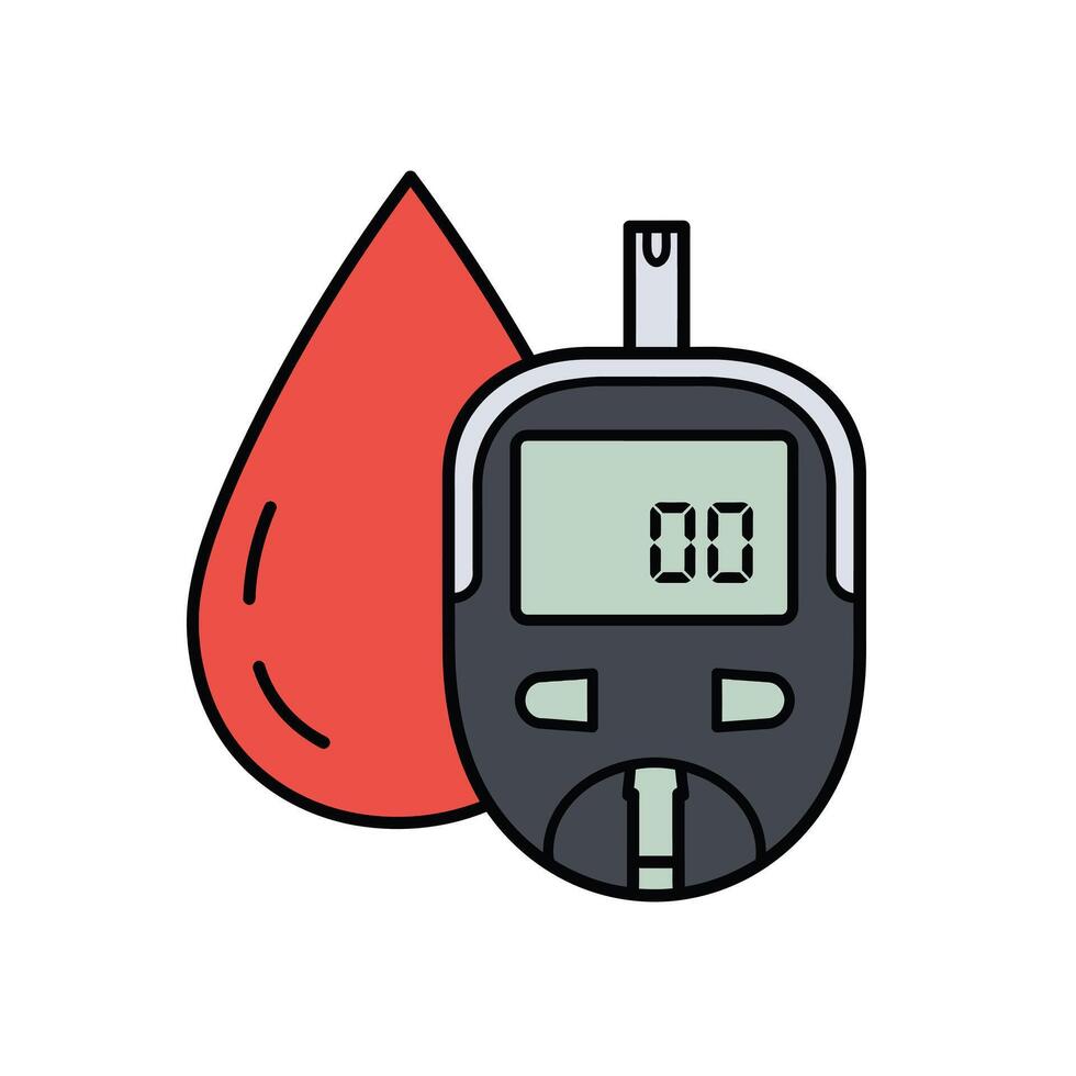Blood Drop With a Glucometer Representing Diabetes on a White Background vector