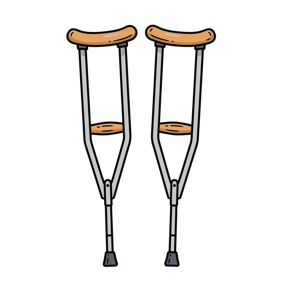 Two crutches with broken legs on a white background vector