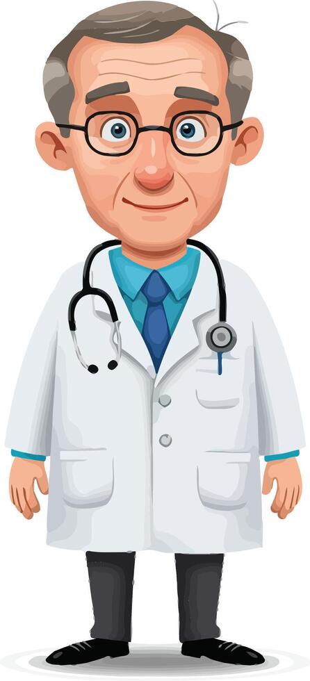 Cartoon Doctor With Stethoscope and Glasses Standing vector