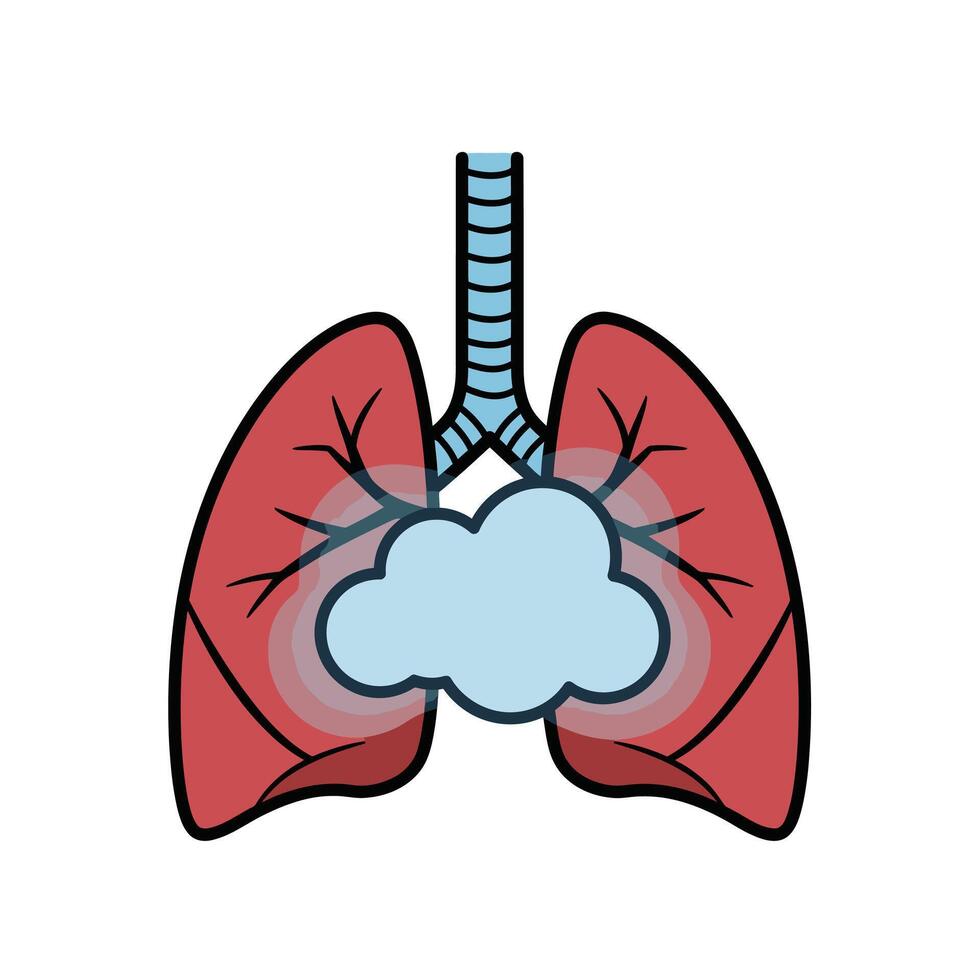 Lungs with smoke and cloud illustration vector
