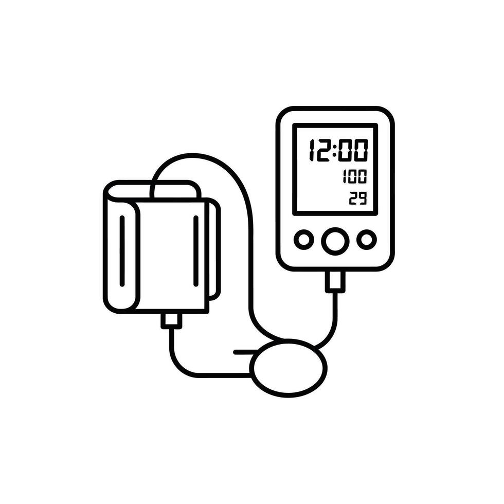 A black and white drawing of a blood pressure monitor vector