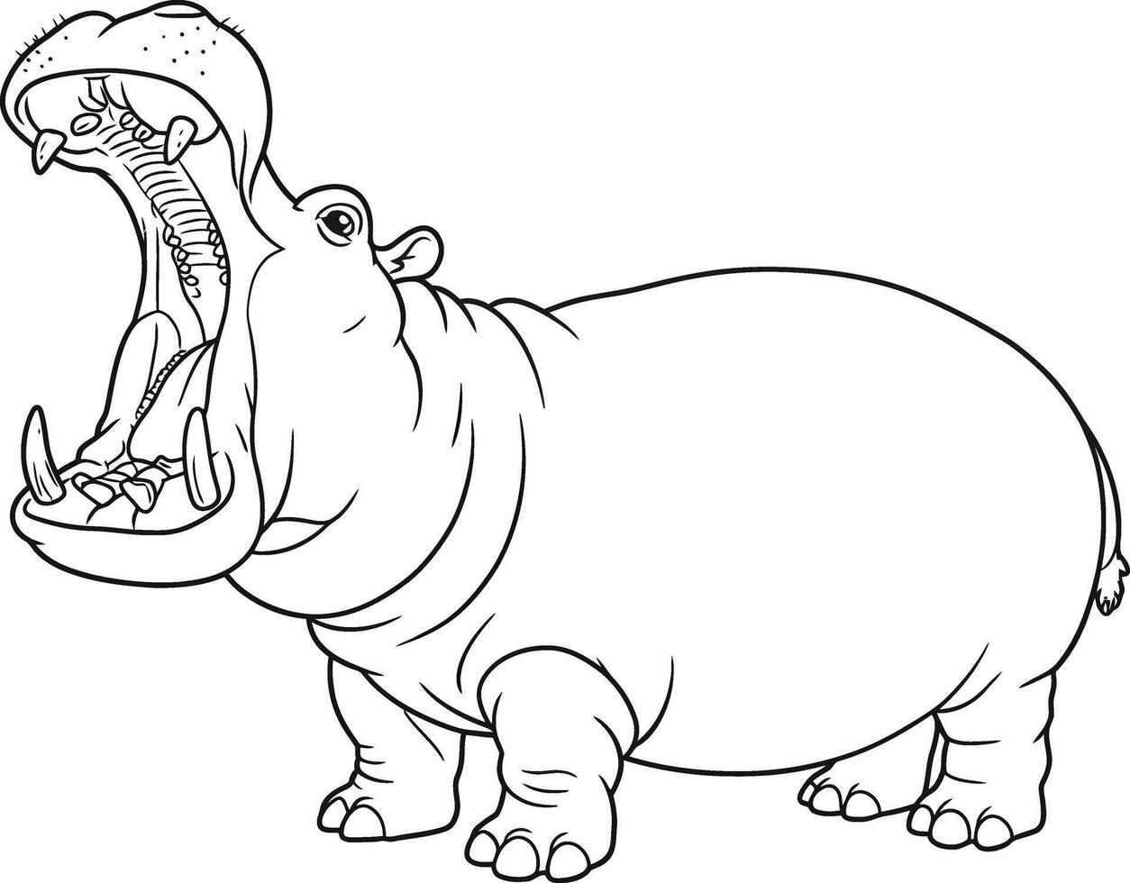 Hippo coloring pages vector