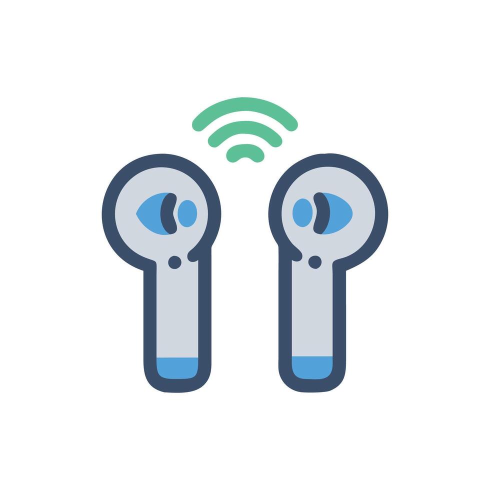 Stylish Wireless Earbuds Icon Design vector