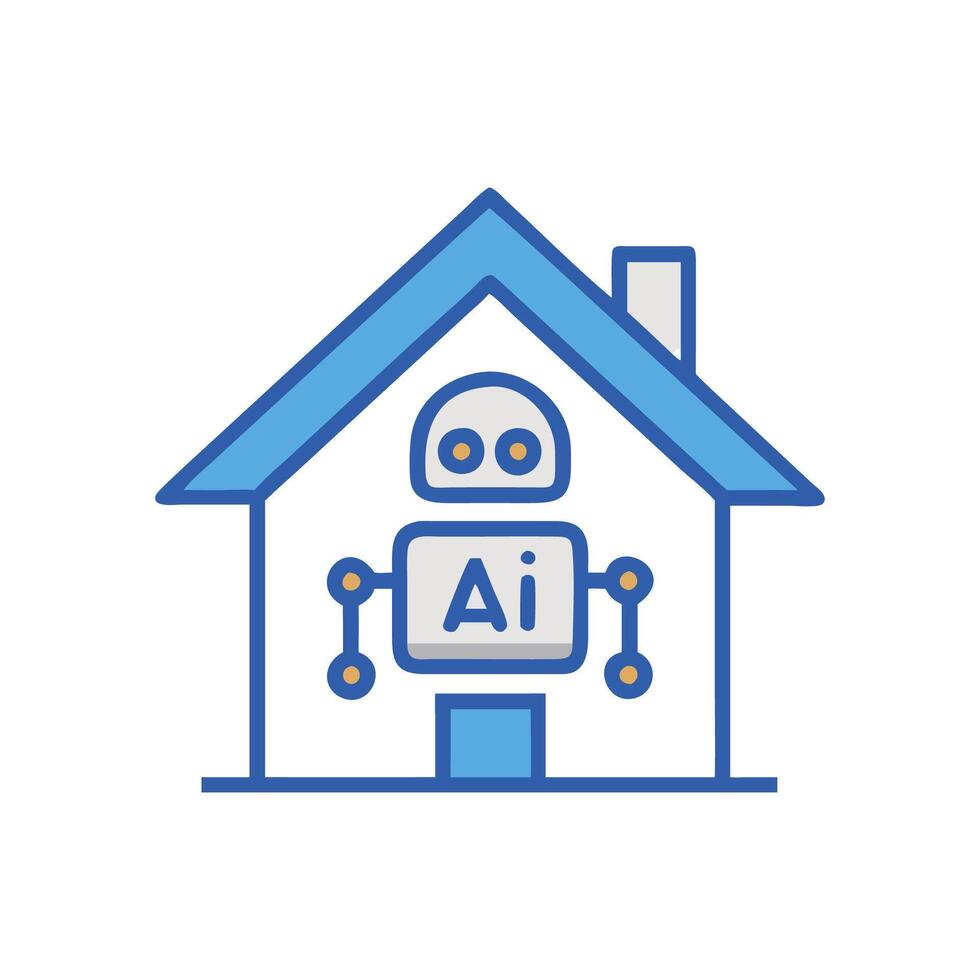 AI Home Robot Icon Design vector