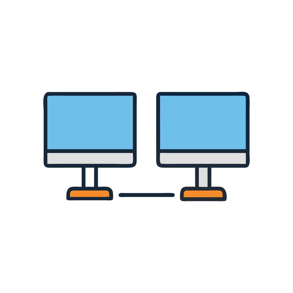 Stylish Dual Monitor Setup Design vector