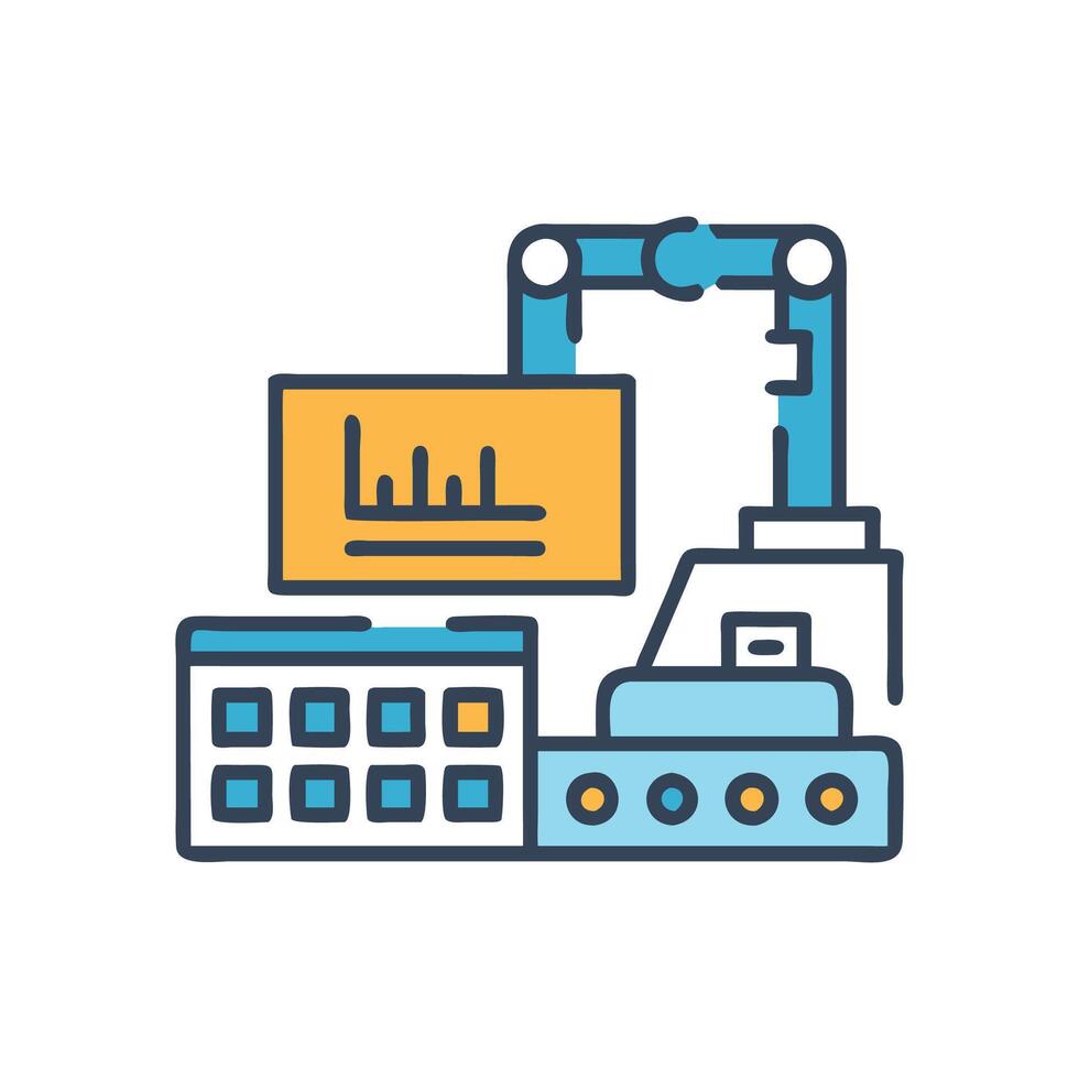 Automated Manufacturing System Icon vector