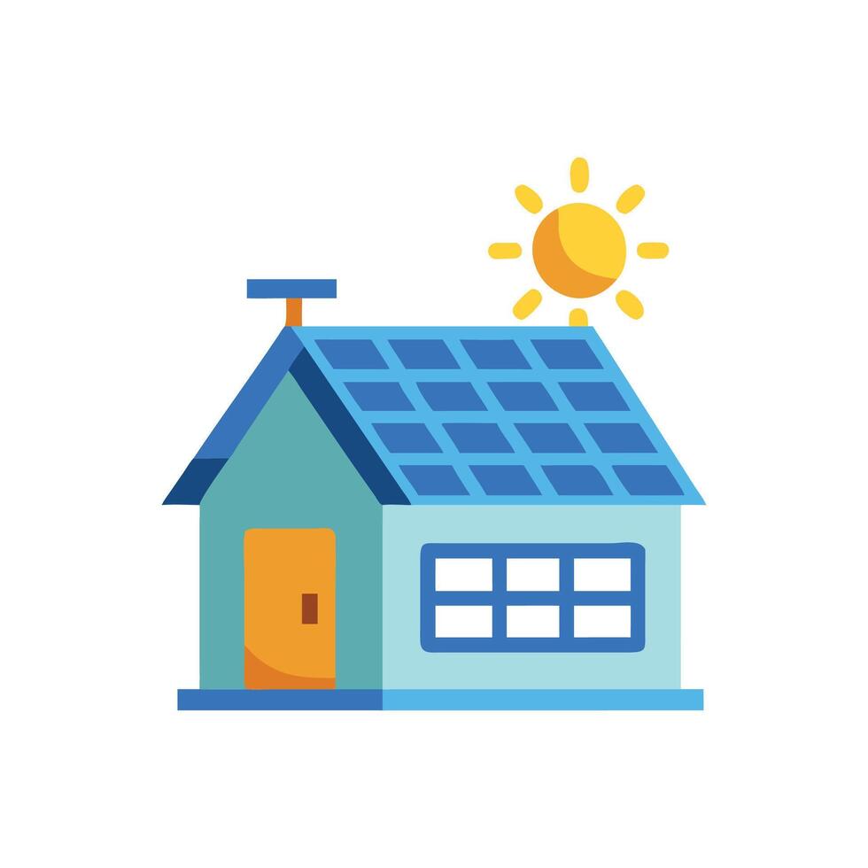 Home Solar Panel Energy Icon vector