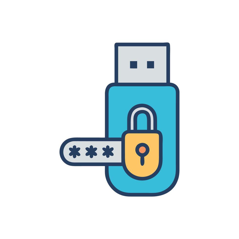 USB with Password Protection Icon vector