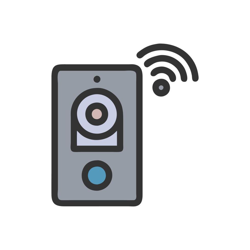 Smart Doorbell Device Icon Design vector
