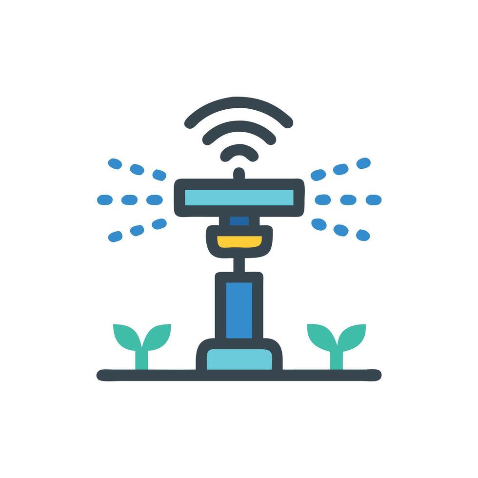 Smart Irrigation Sprinkler Device Icon Design vector