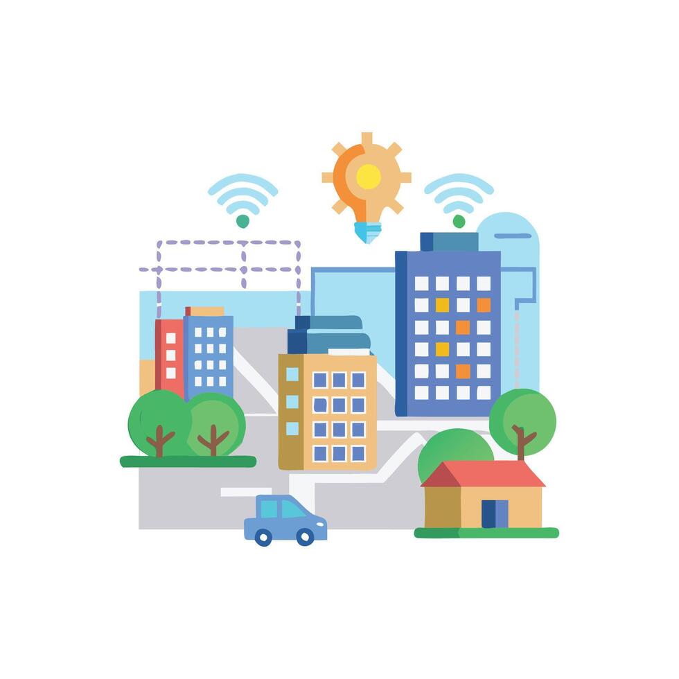 Smart Urban Planning System Icon vector