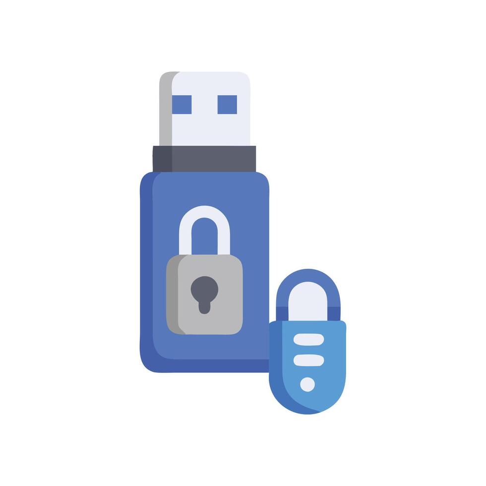 usb drive with padlock icon illustration vector