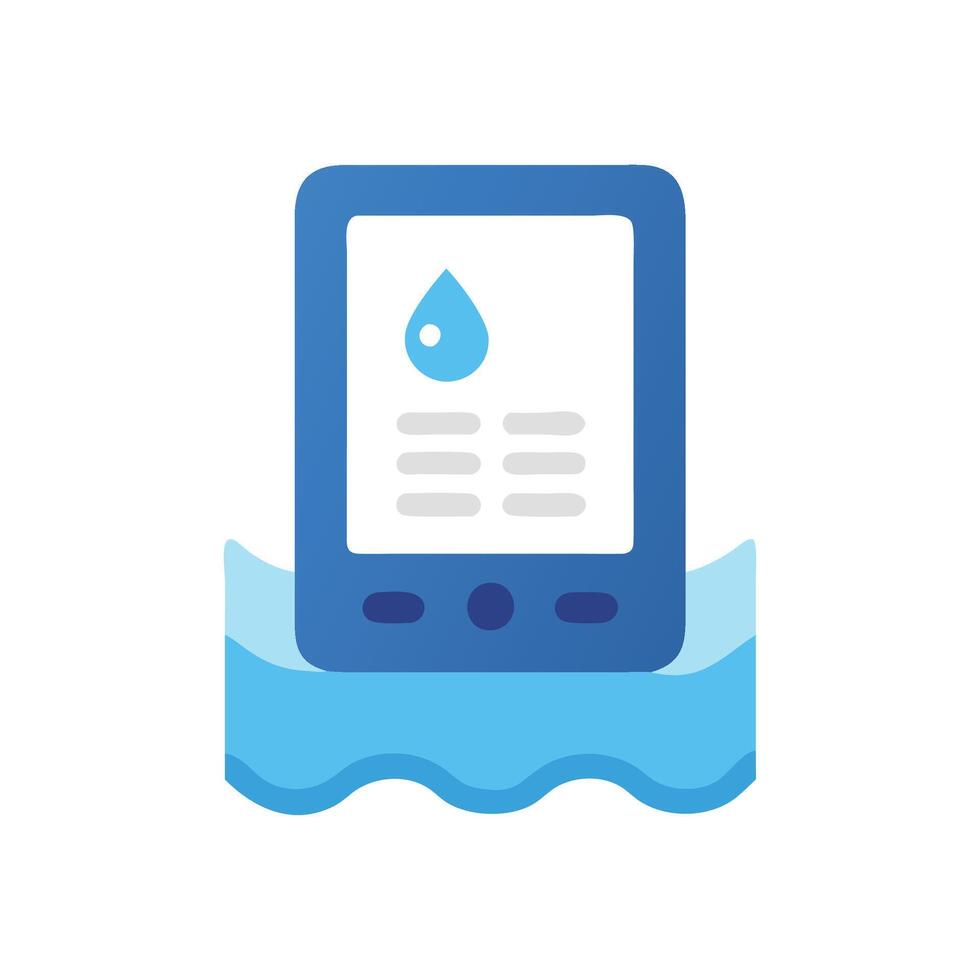 water drop icon on tablet computer vector