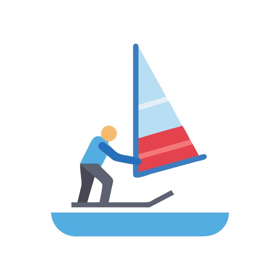 Ice Boating Icon for Winter Sports. vector