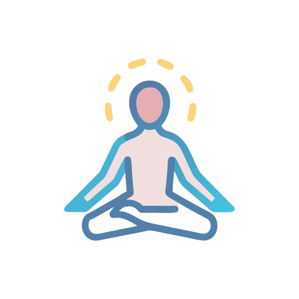 Stylish Meditation Pose Icon Design vector