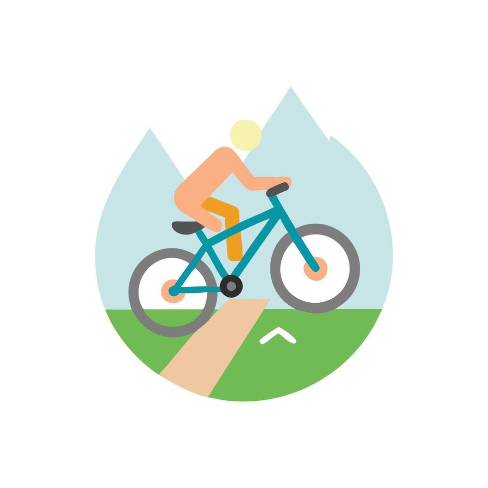 Stylish Mountain Biking Icon Design vector