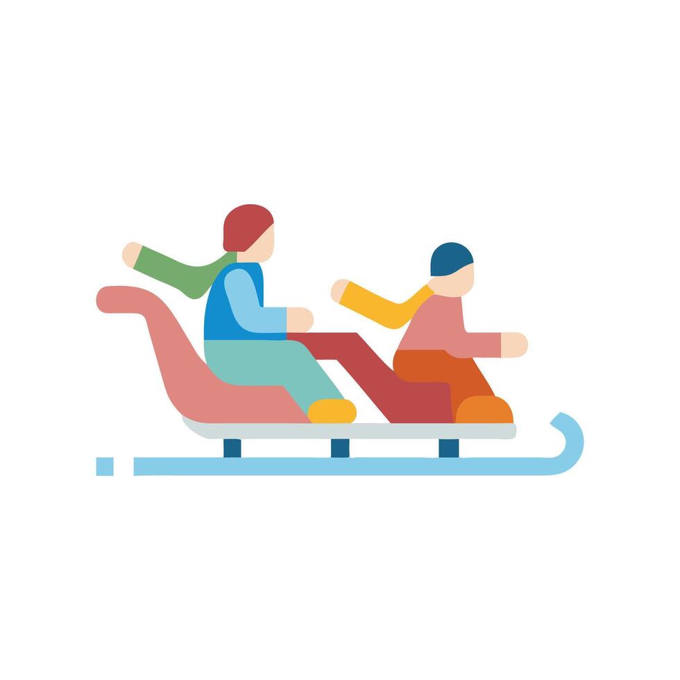 Sledding Icon for Winter Activities vector