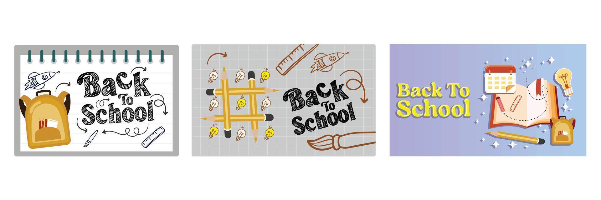 Back to school features a tic tac toe game with scribbles and light bulbs. vector