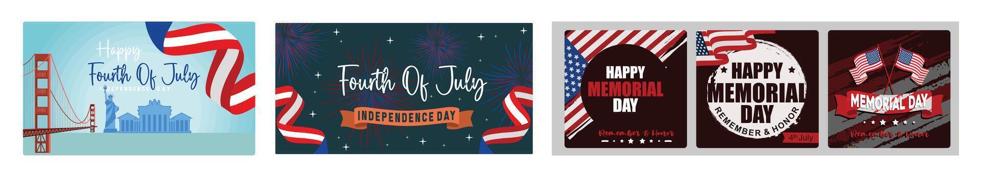 American Independence Day. Remembering and honoring U.S. military who died in the line of duty. vector
