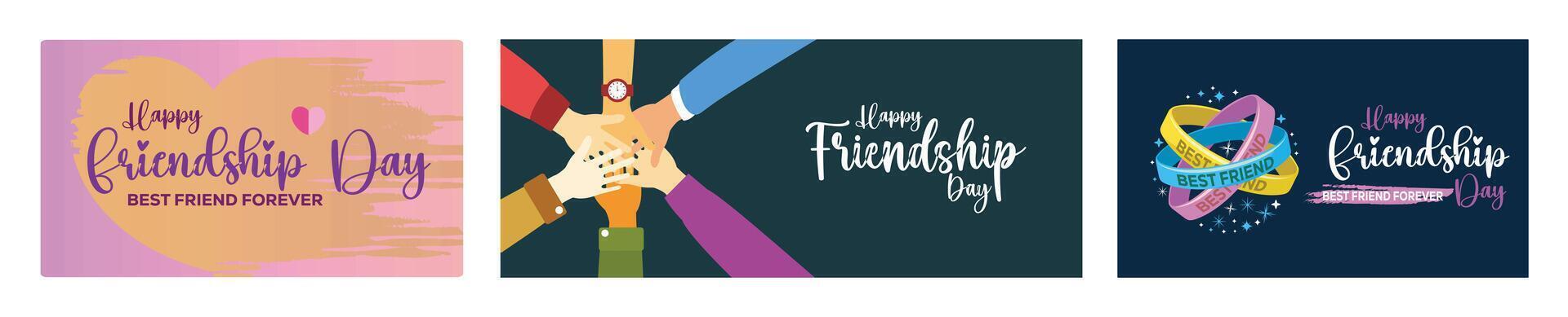 A group of friends celebrating Friendship Day and rubber bracelets symbolize Friendship Day. vector