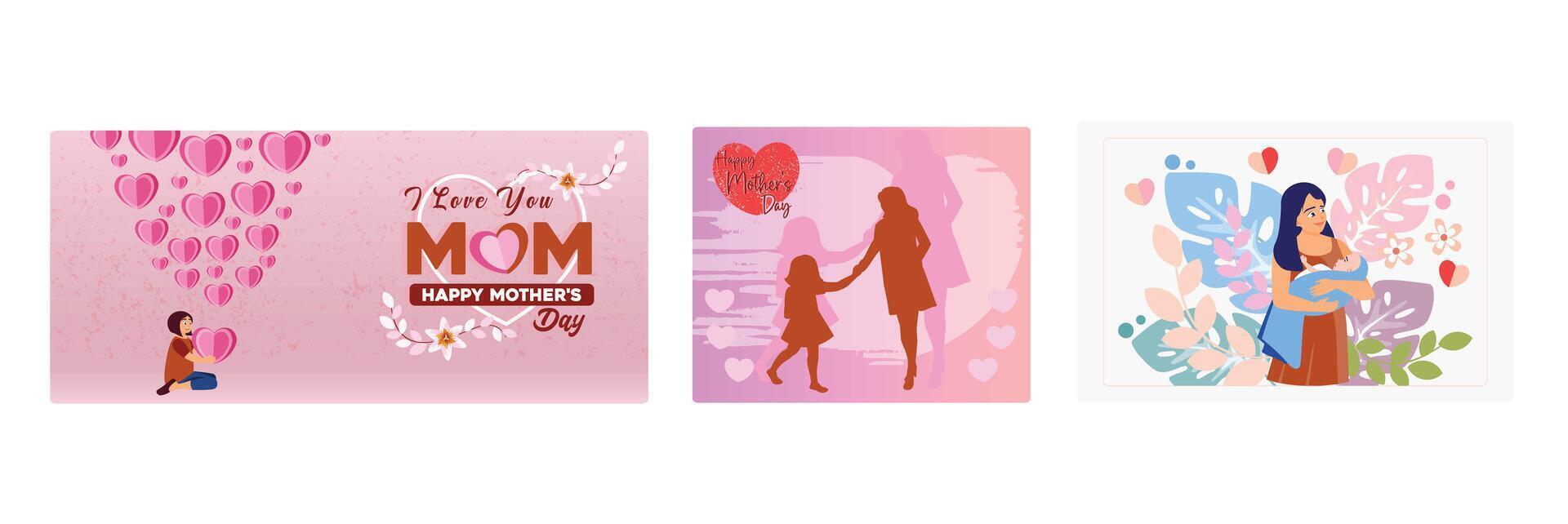 Happy Mother's Day. Mother playing with her children. vector