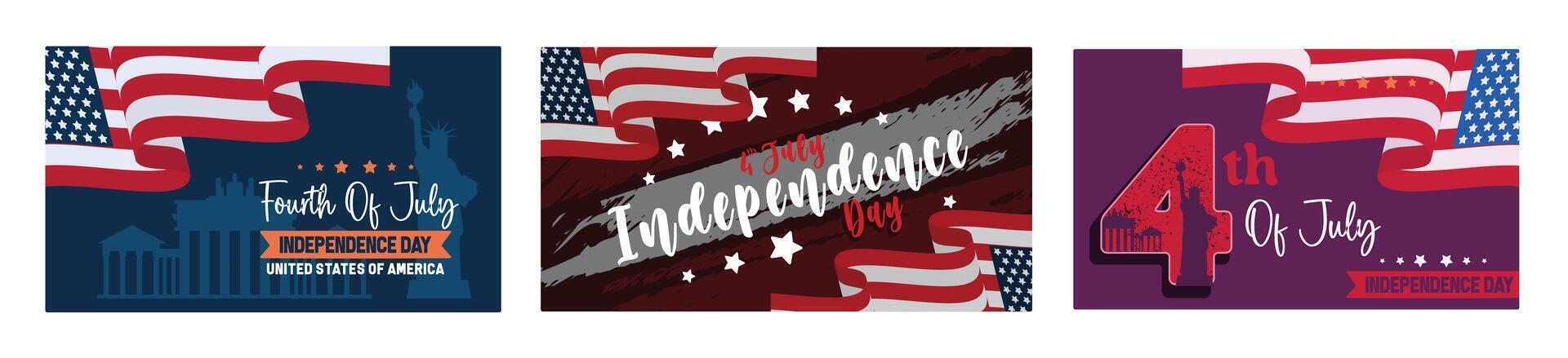 American Independence Day, July 4th. American flag with stars and stripes. vector