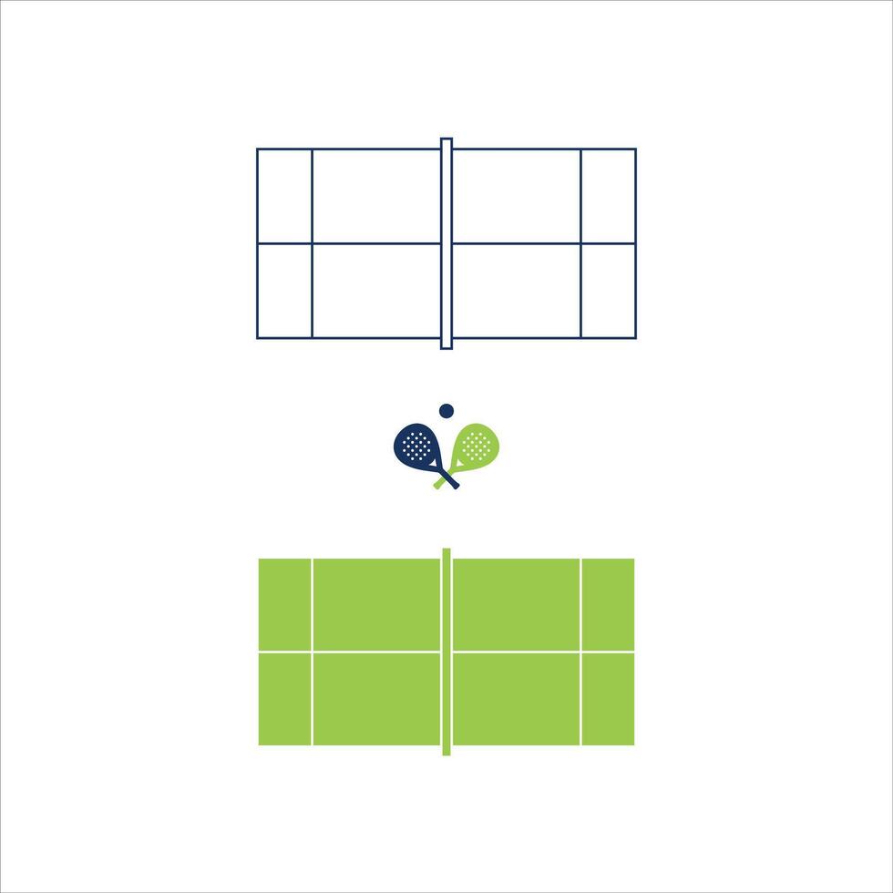 Illustration of a padel court with two padel rackets vector