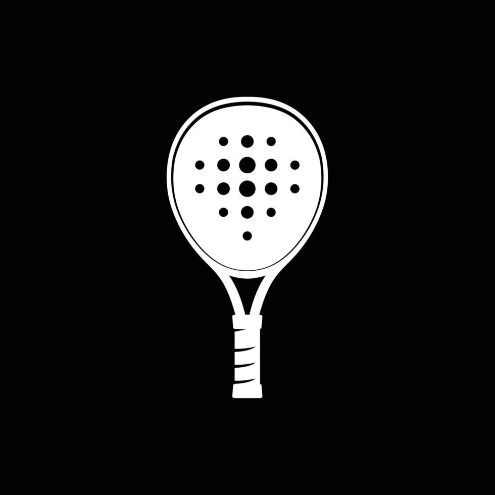 vertical padel racket with unique padel holes in white on black background vector