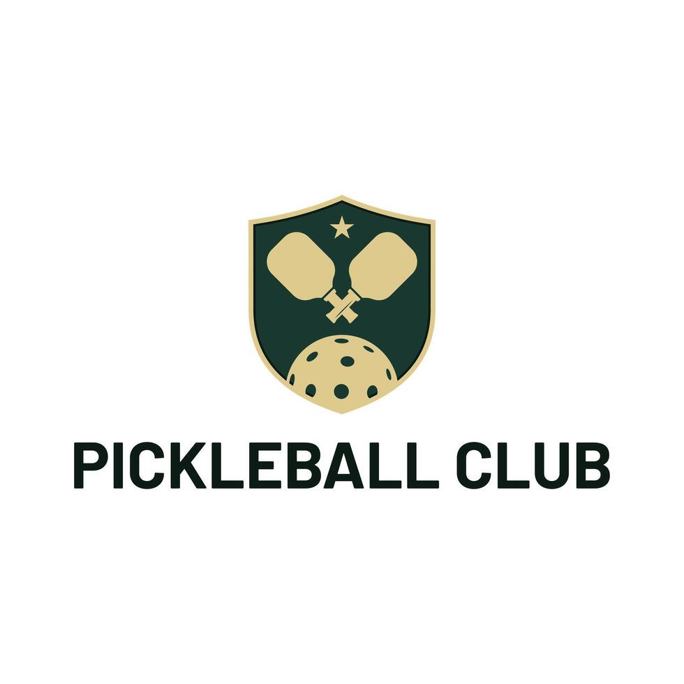 PICKLEBALL CLUB LOGO DESIGN WITH SHIELD SHAPE vector