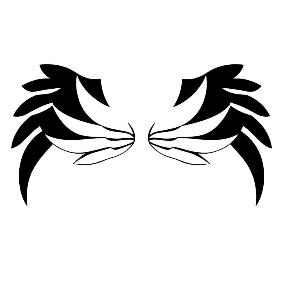 Symmetrical Art of Stylized Black and White Wings, Symbolic of Freedom, Grace, and Heavenly Imagery. vector