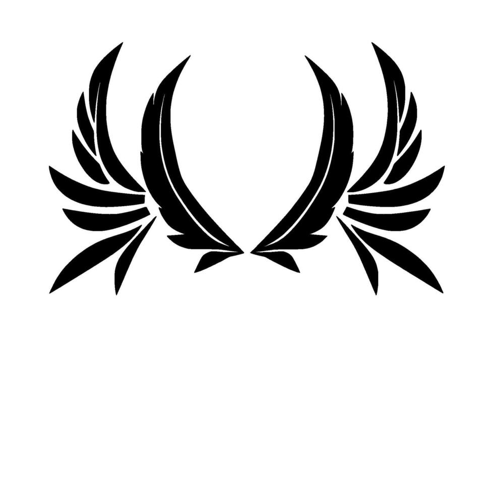 Symmetrical Black Winged Emblem, Modern , Art, Isolated on White Background, Minimalist Symbol of Freedom and Strength. vector