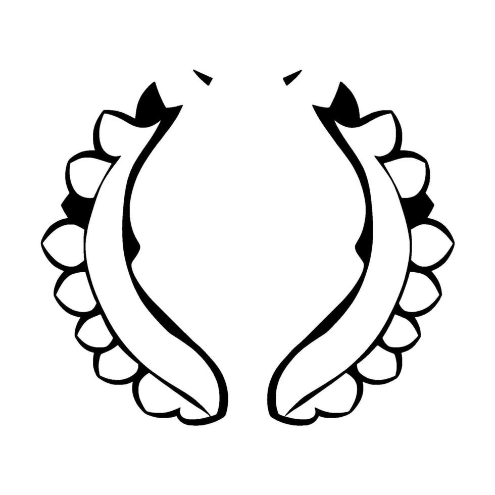 A minimalist digital illustration featuring two stylized, mirrorimage curved shapes with spiky edges and sharp details, suggesting an abstract creature, set against a stark white background. vector