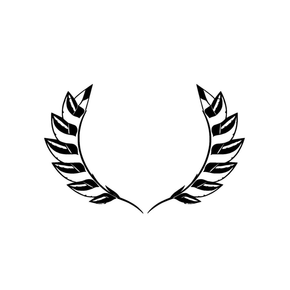 Minimalist Black Laurel Wreath on White Artistic Representation of Victory, Achievement, and Emblem . vector