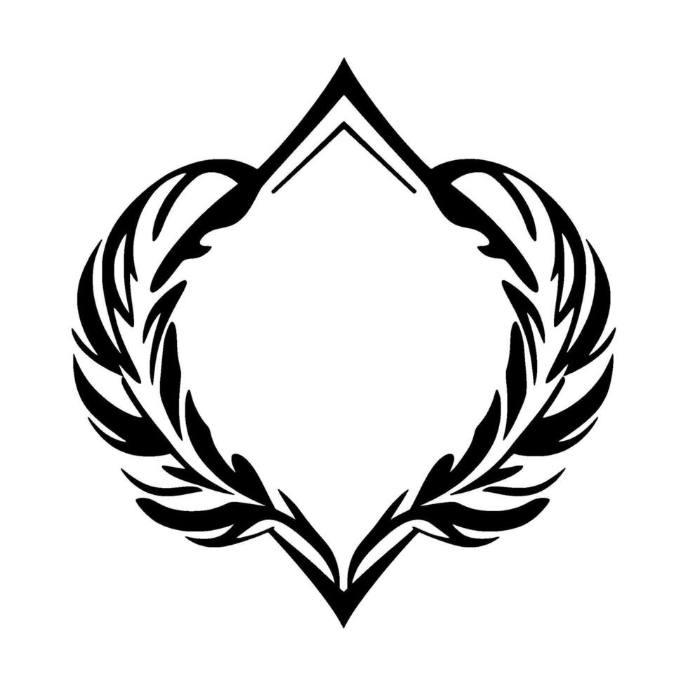 Intricate Black and White Symmetric Ornamental , featuring a Diamond Shape Frame and Floral Elements, Perfect for Decorative Use vector