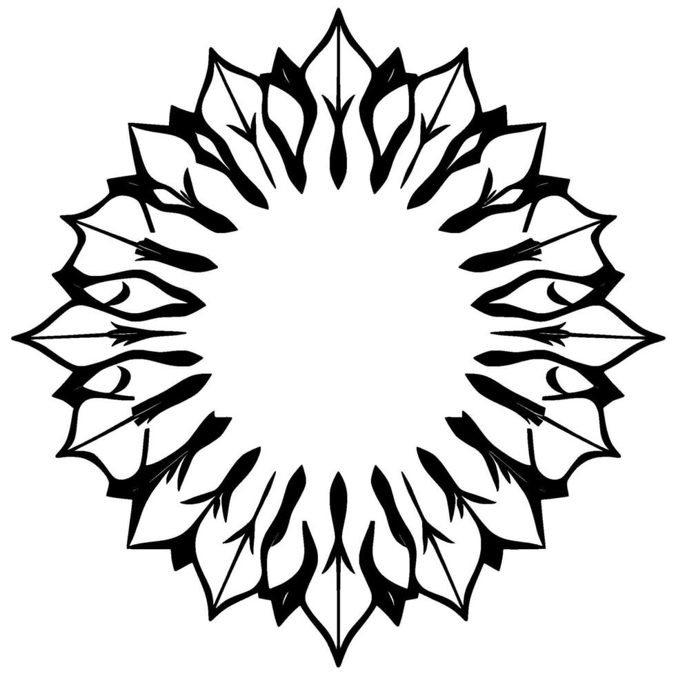 Symmetrical Black and White Floral Mandala , Circular Pattern, Geometric, Elegant Art, , Aesthetic, Decorative vector