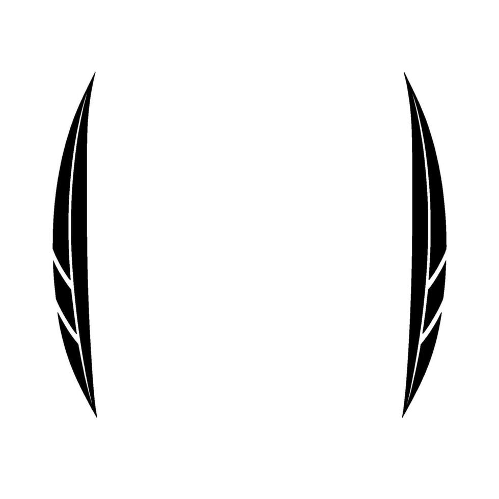 Symmetrical, Abstract Composition of Black, Featherlike Elements against a stark white background vector
