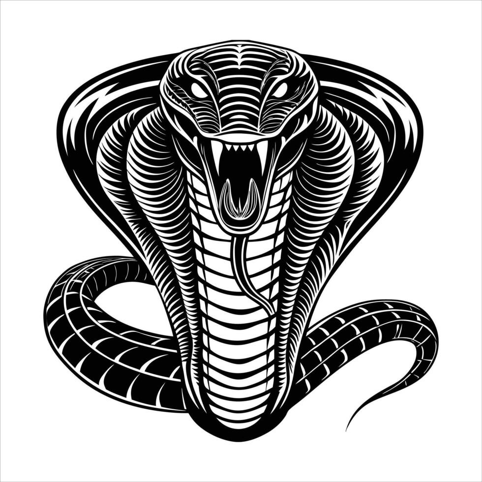 A black and white drawing of a snake vector