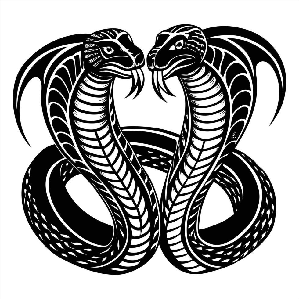 Two cobras facing each other on Craiyon vector