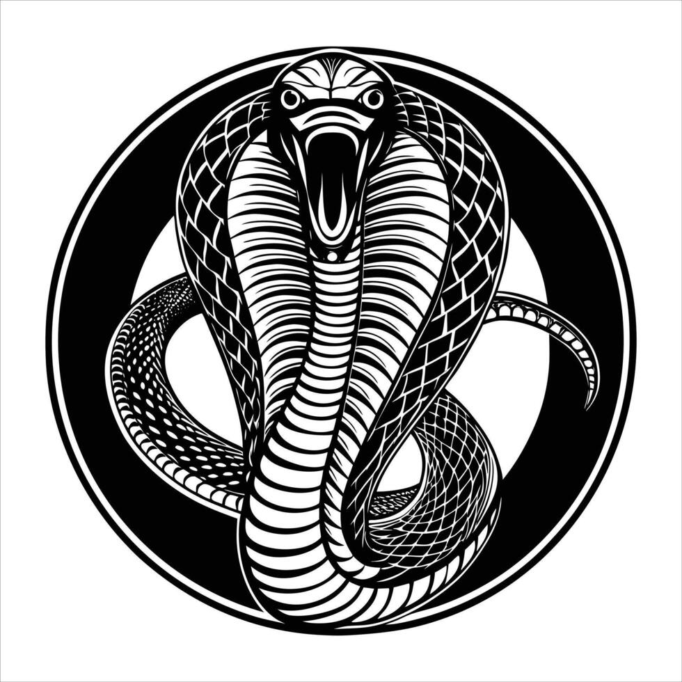 A cobra snake exhibits its distinctive vector