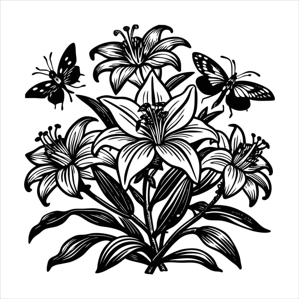 Bees Lily Illustrations vector