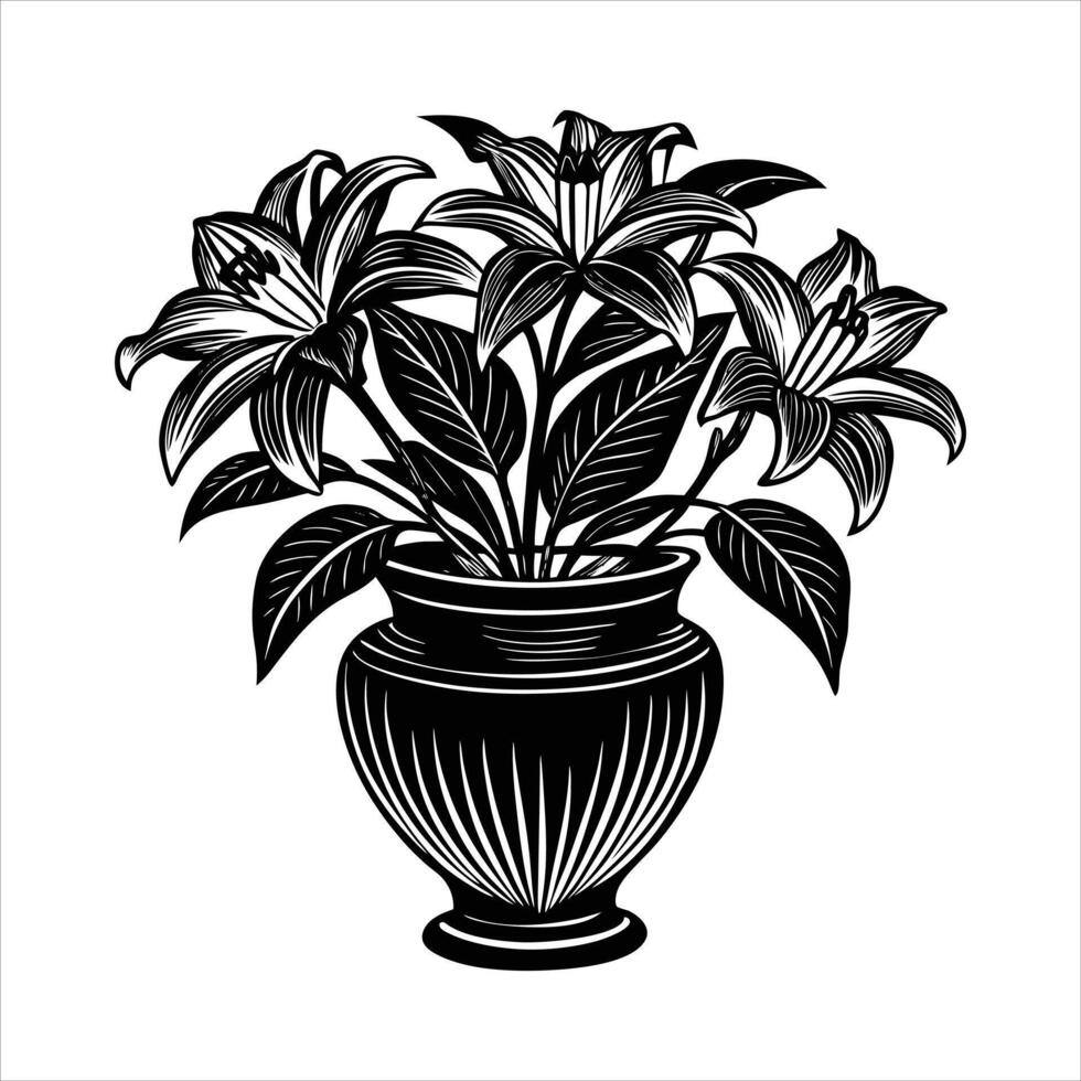 flower in a vase isolated on vector