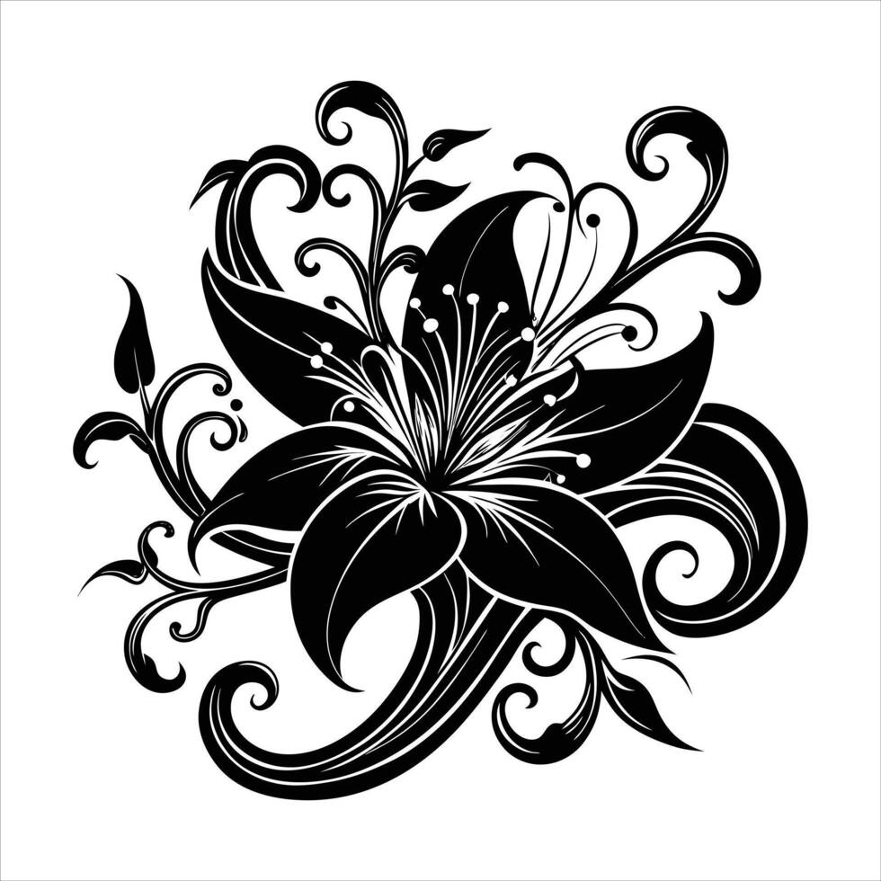 Lily Flower Silhouette Drawing vector