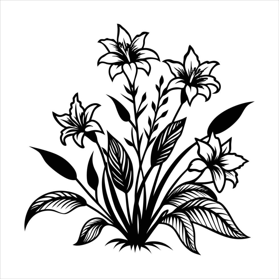 Silhouette Lily Flower vector